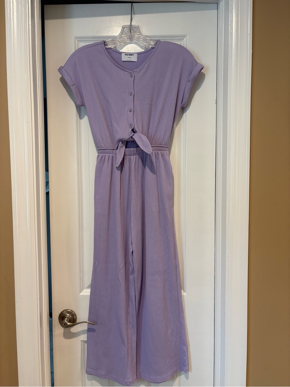 Old Navy Kids’ Short-Sleeve Button-Front Tie-Waist Jumpsuit Size Large (10-12)